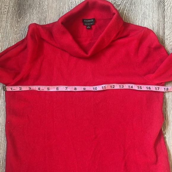 Talbots 100% merino wool Red Turtleneck Sweater red size large cowl neck - Picture 5 of 8